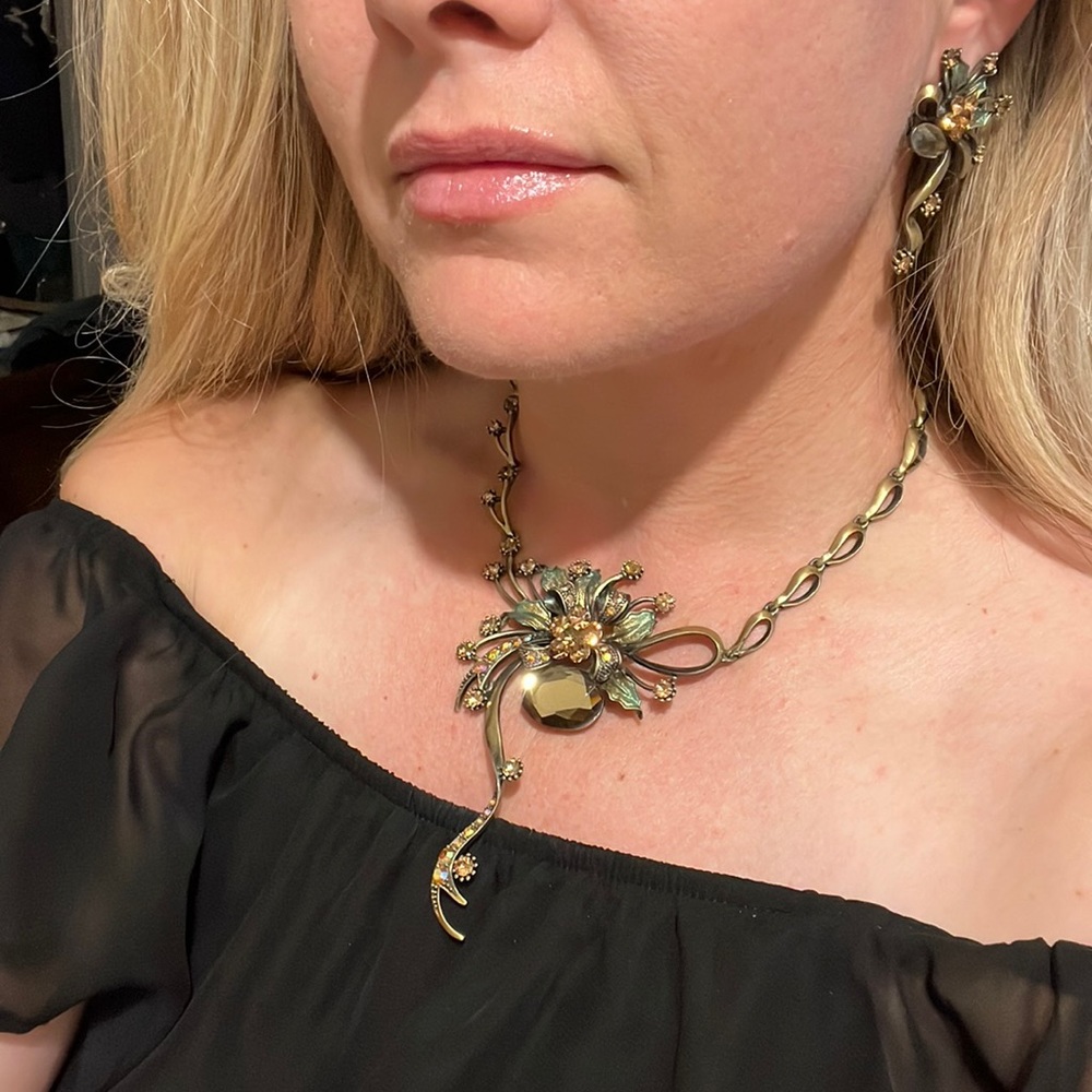 Gold and Sage Vintage Jewelry Set